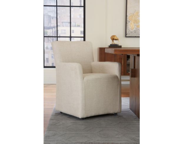 Home Trends And Design Malibu Peabody Linen Dining Arm Chair with Casters large image number 5