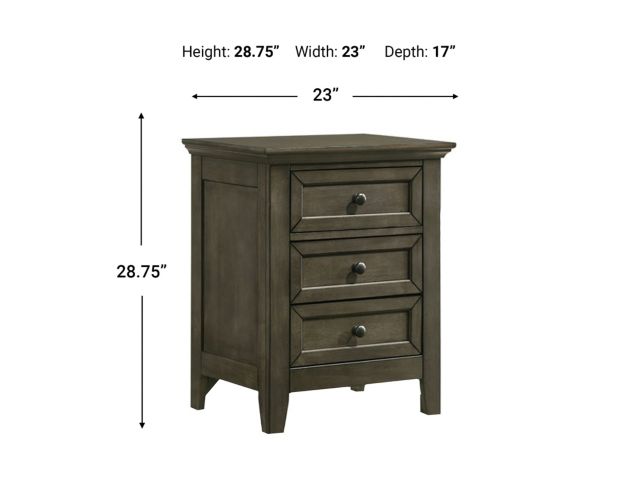 Intercon San Mateo Gray 3-Drawer Nightstand large image number 3