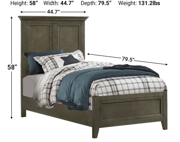 Intercon San Mateo Gray Twin Bed large image number 3