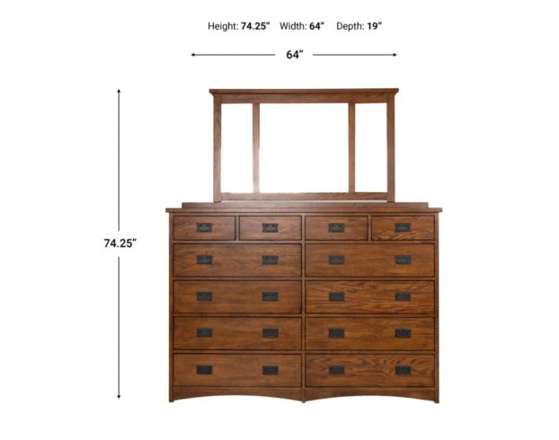 Westwood/Thomas Int'l Mission Oak Park Dresser with Mirror large image number 8