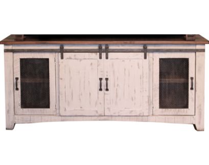 Int'l Furniture Pueblo 70 Inch White Barn Door TV Stand