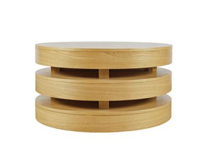 Jofran Brix Oak Floating Sculpture Round Coffee Table