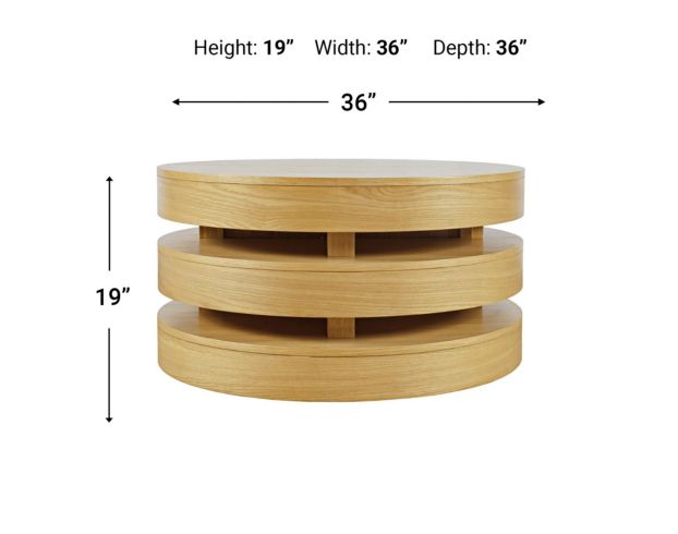 Jofran Brix Oak Floating Sculpture Round Coffee Table large image number 4