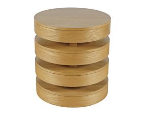 Jofran Brix Oak Floating Sculpture Round End Table