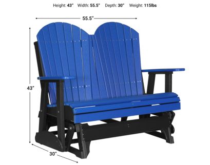 Amish Outdoors Deluxe Blue/Black Adirondack Glider Loveseat