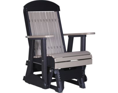 Amish Outdoors Classic High-Back Weatherwood/Black Adirondack Glider Chair