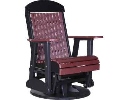 Amish Outdoors Classic High-Back Cherry/Black Adirondack Swivel Glider Chair