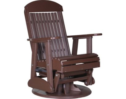 Amish Outdoors Classic High-Back Chestnut Adirondack Swivel Glider Chair