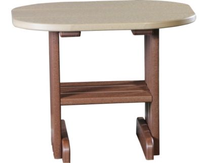 Amish Outdoors Deluxe Weatherwood/Chestnut Oval End Table