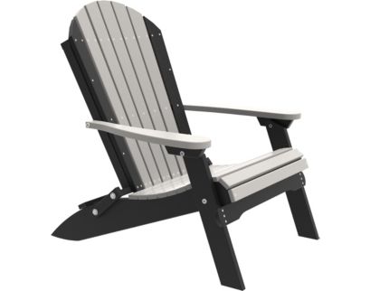 Amish Outdoors Gray/Black Folding Adirondack Chair