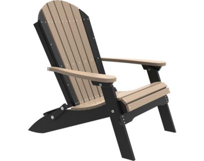 Amish Outdoors Weatherwood/Black Folding Adirondack Chair