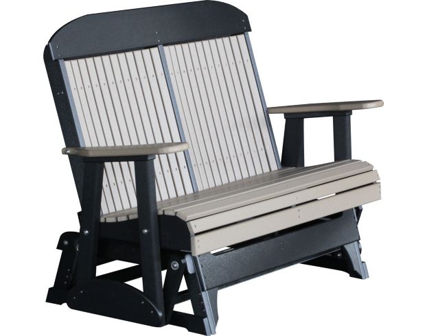 Amish Outdoors Classic High-Back Weatherwood/Black Adirondack Glider Loveseat large image number 1