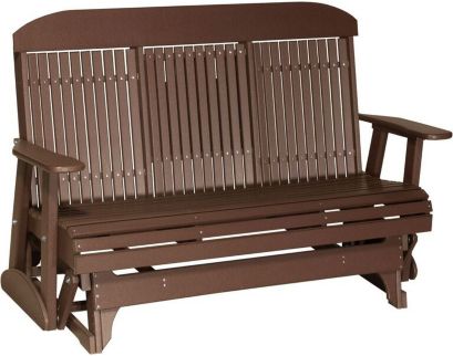 Amish Outdoors Classic High-Back Chestnut Glider Sofa with Console