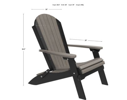 Amish Outdoors Coastal Gray/Black Folding Adirondack Chair