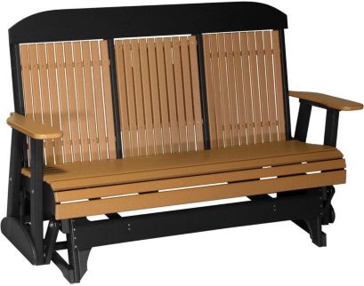 Amish Outdoors Classic High-Back Cedar/Black Glider Sofa with Console