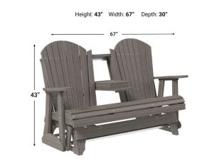 Amish Outdoors Deluxe Coastal Gray Adirondack Glider Sofa with Console