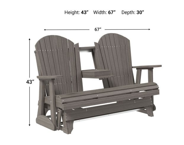 Amish Outdoors Deluxe Coastal Gray Adirondack Glider Sofa with Console large image number 2