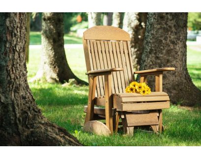 Amish Outdoors Classic High-Back Birch/White Adirondack Glider Chair