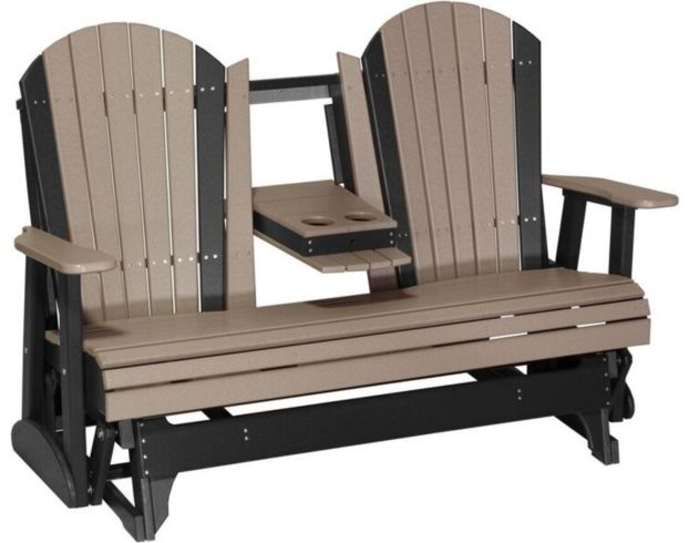 Amish Outdoors Deluxe Weatherwood/Black Adirondack Glider Sofa with Console large image number 2