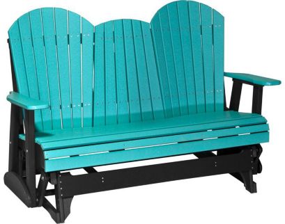 Amish Outdoors Deluxe Aruba/Black Adirondack Glider Sofa with Console