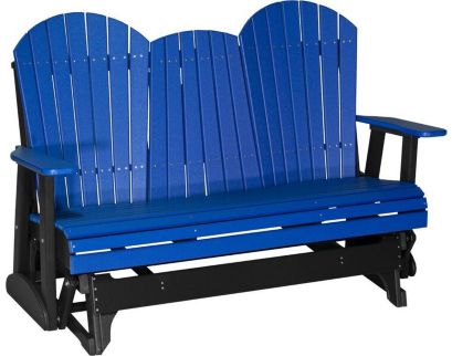 Amish Outdoors Deluxe Blue/Black Adirondack Glider Sofa with Console