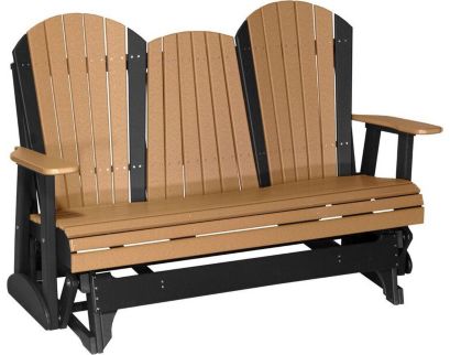 Amish Outdoors Deluxe Cedar/Black Adirondack Glider Sofa with Console