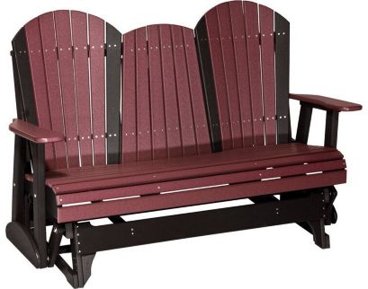 Amish Outdoors Deluxe Cherry/Black Adirondack Glider Sofa with Console