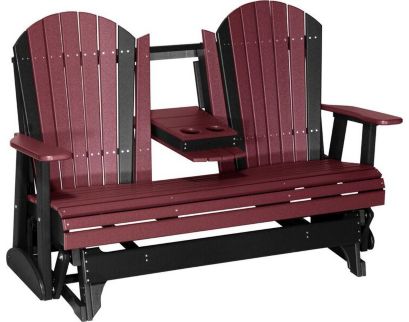 Amish Outdoors Deluxe Cherry/Black Adirondack Glider Sofa with Console