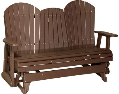 Amish Outdoors Deluxe Chestnut Adirondack Glider Sofa with Console