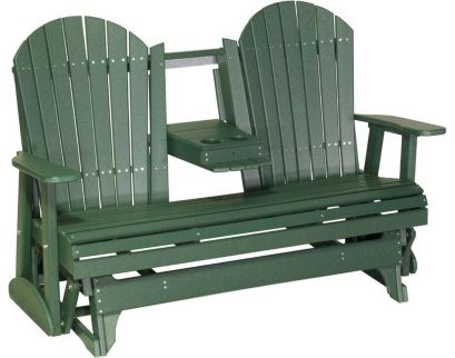 Amish Outdoors Deluxe Green Adirondack Glider Sofa with Console