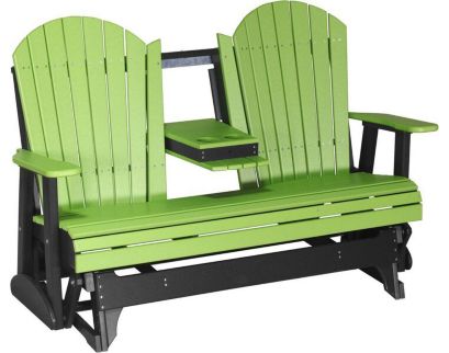 Amish Outdoors Deluxe Lime/Black Adirondack Glider Sofa with Console