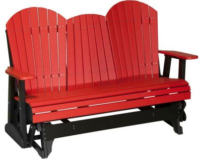 Amish Outdoors Deluxe Red/Black Adirondack Glider Sofa with Console