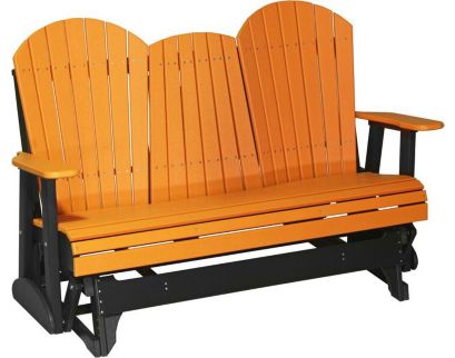 Amish Outdoors Deluxe Tangerine/Black Adirondack Glider Sofa with Console