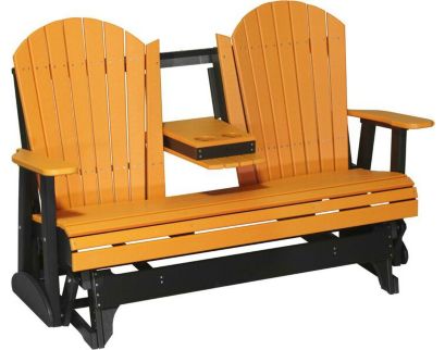 Amish Outdoors Deluxe Tangerine/Black Adirondack Glider Sofa with Console