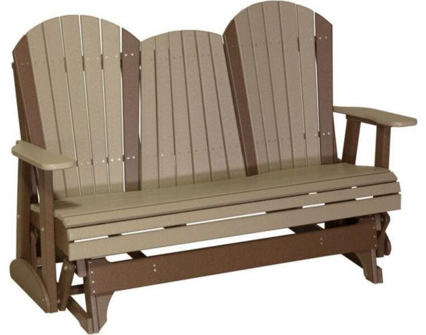 Amish Outdoors Deluxe Weatherwood/Chestnut Adirondack Glider Sofa with Console large image number 1