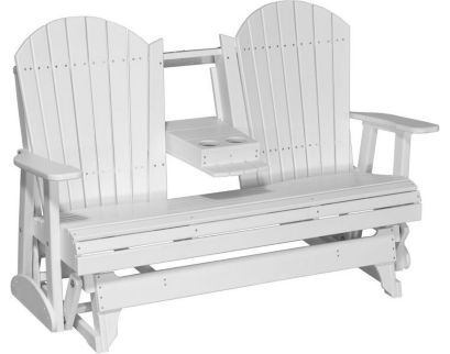 Amish Outdoors Deluxe White Adirondack Glider Sofa with Console