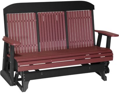 Amish Outdoors Classic High-Back Cherry/Black Glider Sofa with Console