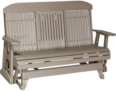 Amish Outdoors Classic High-Back Weatherwood Glider Sofa with Console