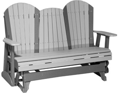 Amish Outdoors Deluxe Gray/Slate Adirondack Glider Sofa with Console