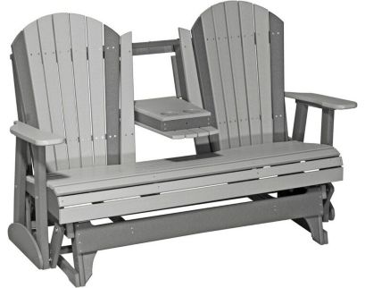 Amish Outdoors Deluxe Gray/Slate Adirondack Glider Sofa with Console