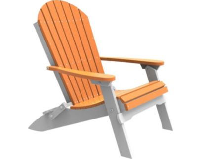 Amish Outdoors Tangerine/White Folding Adirondack Chair