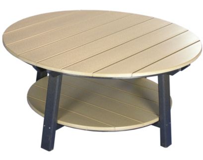 Amish Outdoors Deluxe Weatherwood/Black Round Adirondack Coffee Table