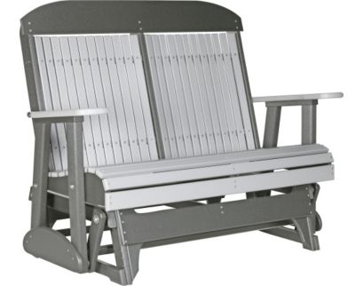 Amish Outdoors Classic High-Back Gray/Slate Adirondack Glider Loveseat