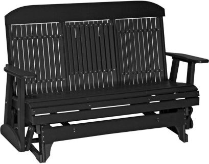 Amish Outdoors Classic High-Back Black Glider Sofa with Console