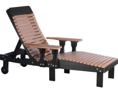 Amish Outdoors Cedar/Black Adirondack Lounge Chair