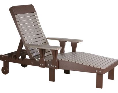 Amish Outdoors Weatherwood/Chestnut Adirondack Lounge Chair