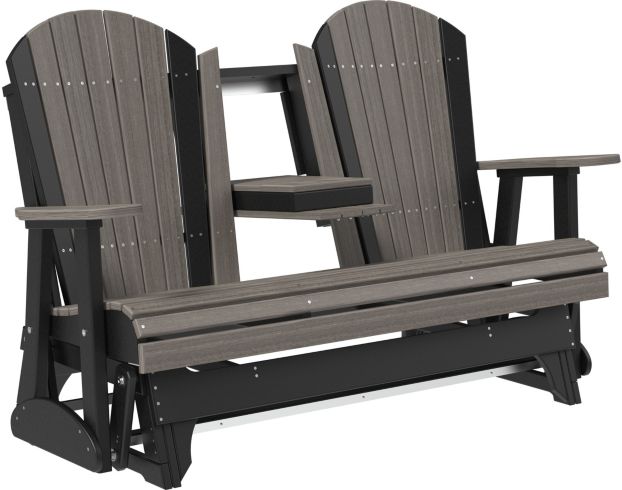 Amish Outdoors Deluxe Coastal Gray/Black Adirondack Glider Sofa with Console large image number 1