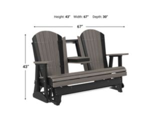 Amish Outdoors Deluxe Coastal Gray/Black Adirondack Glider Sofa with Console