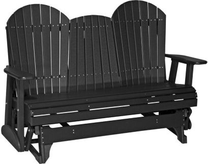 Amish Outdoors Deluxe Black Adirondack Glider Sofa with Console