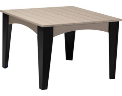 Amish Outdoors Island Weatherwood/Black Square Dining Table